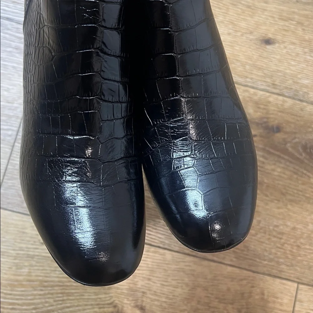 M Grigianricio Black Croc Embossed Ankle Boots Size 38/8